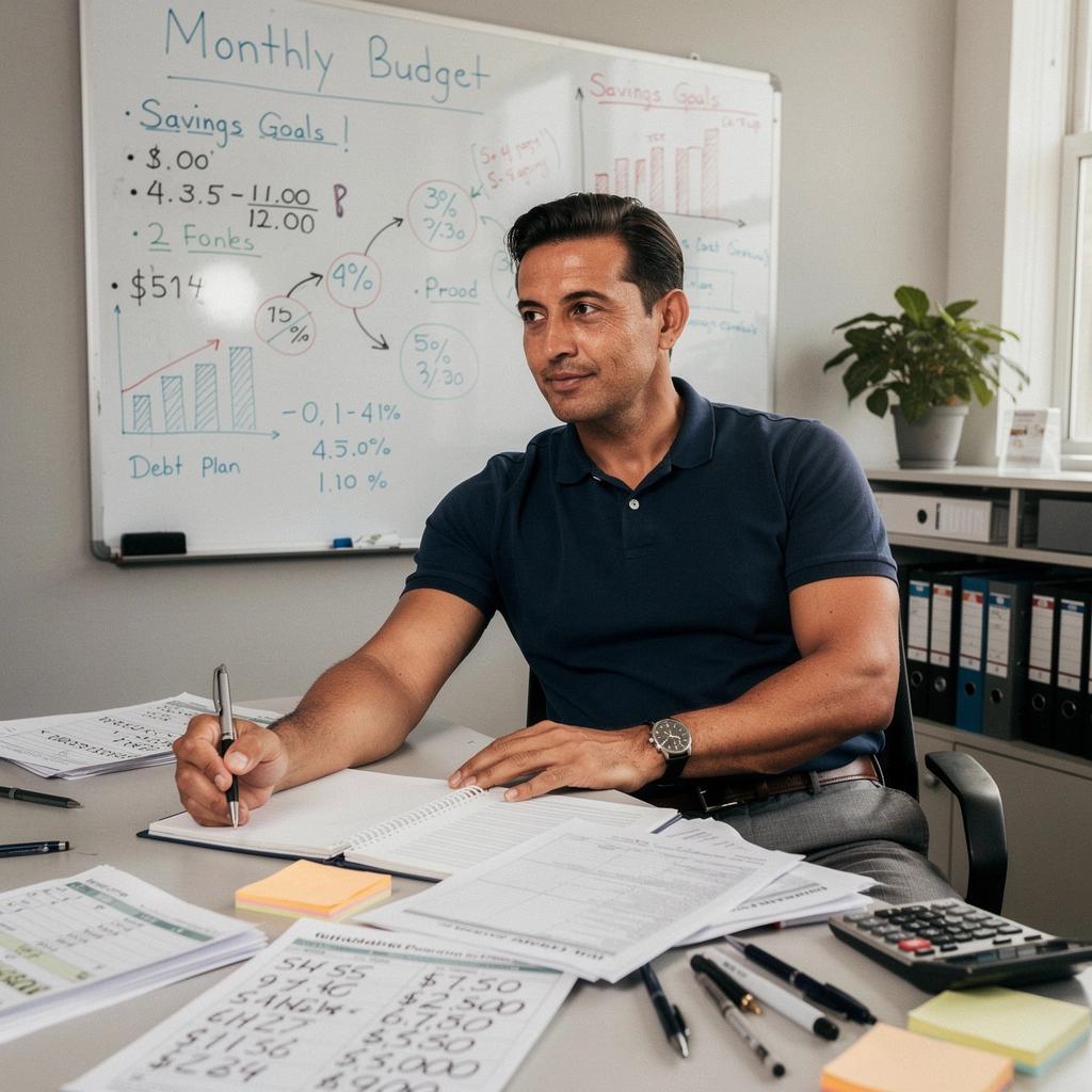 Egy nyitott könyv, amely a személyes pénzügyek alapjait tartalmazza, egy íróasztalon.