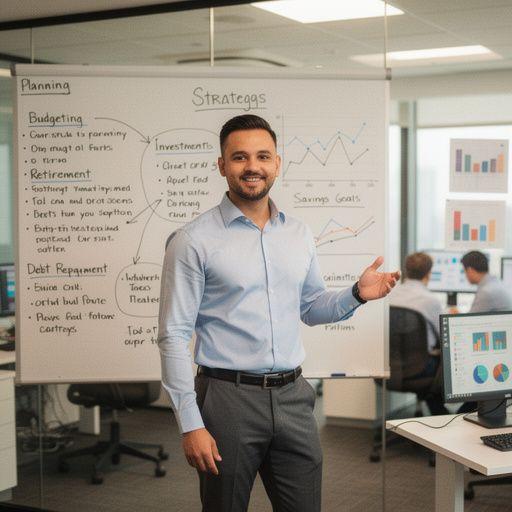 Csoportos pénzügyi tanácsadás során résztvevők beszélgetnek egy körasztalnál.